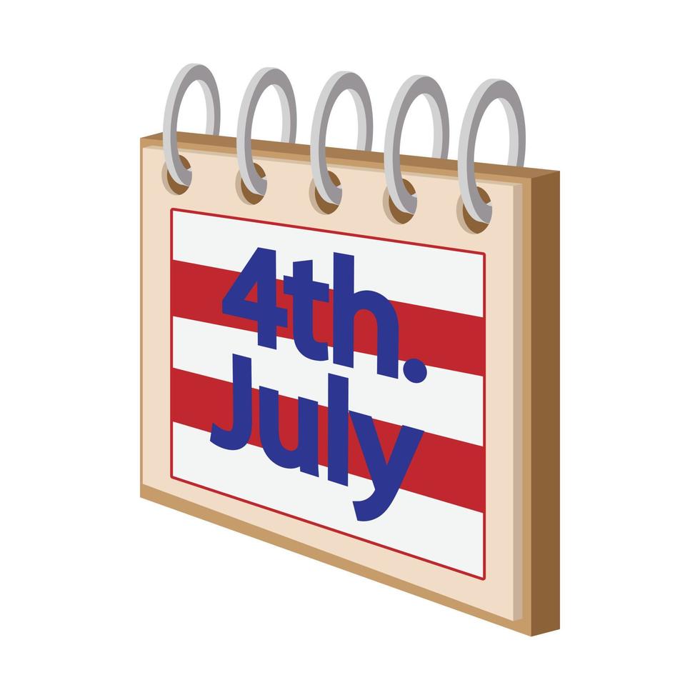 4 July Calendar,Independence Day USA cartoon icon vector