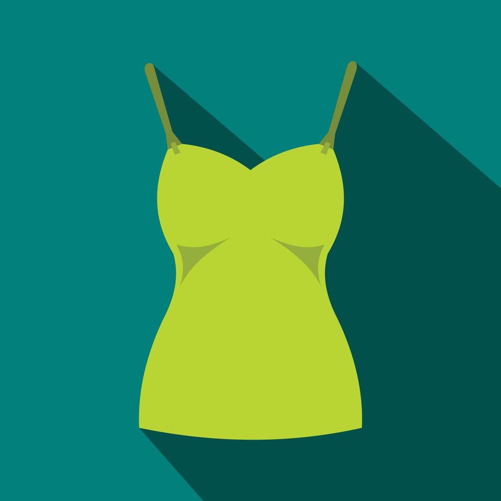 icono de la parte superior del tanque de mujer verde, estilo plano vector