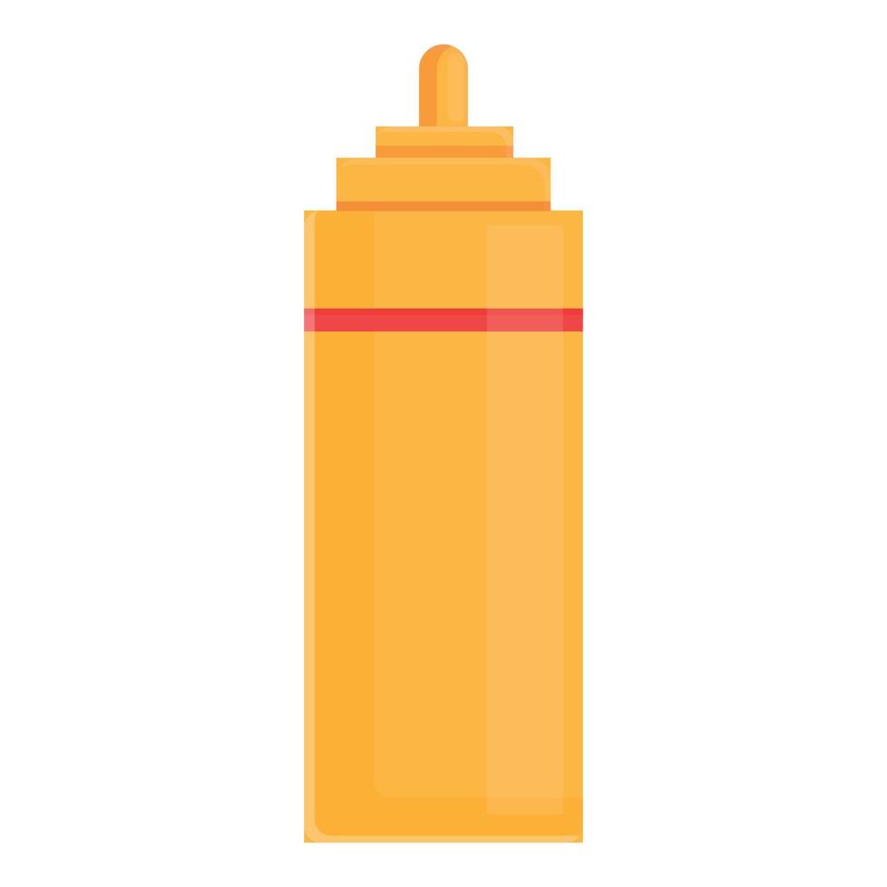 Mustard sauce bottle icon, cartoon style vector