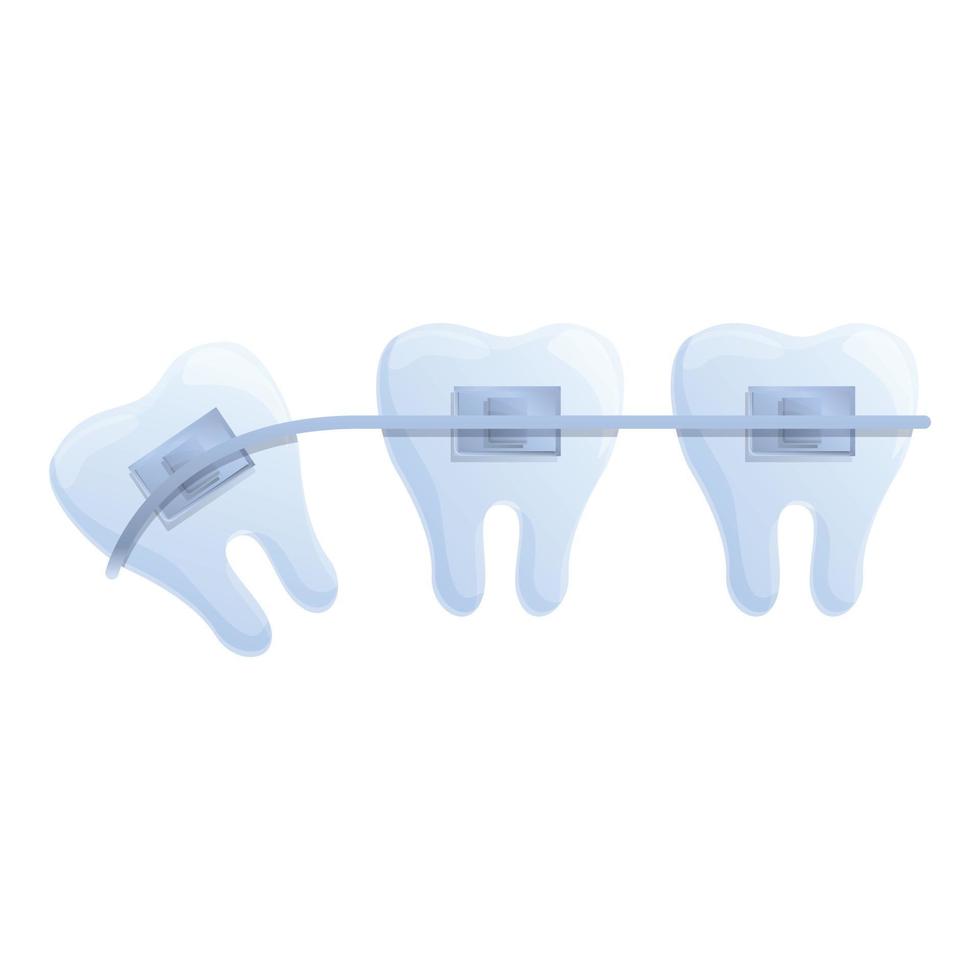 Tooth braces mouth icon, cartoon style vector