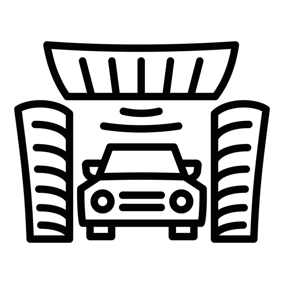 icono de lavado de autos con cepillo automático, estilo de contorno vector