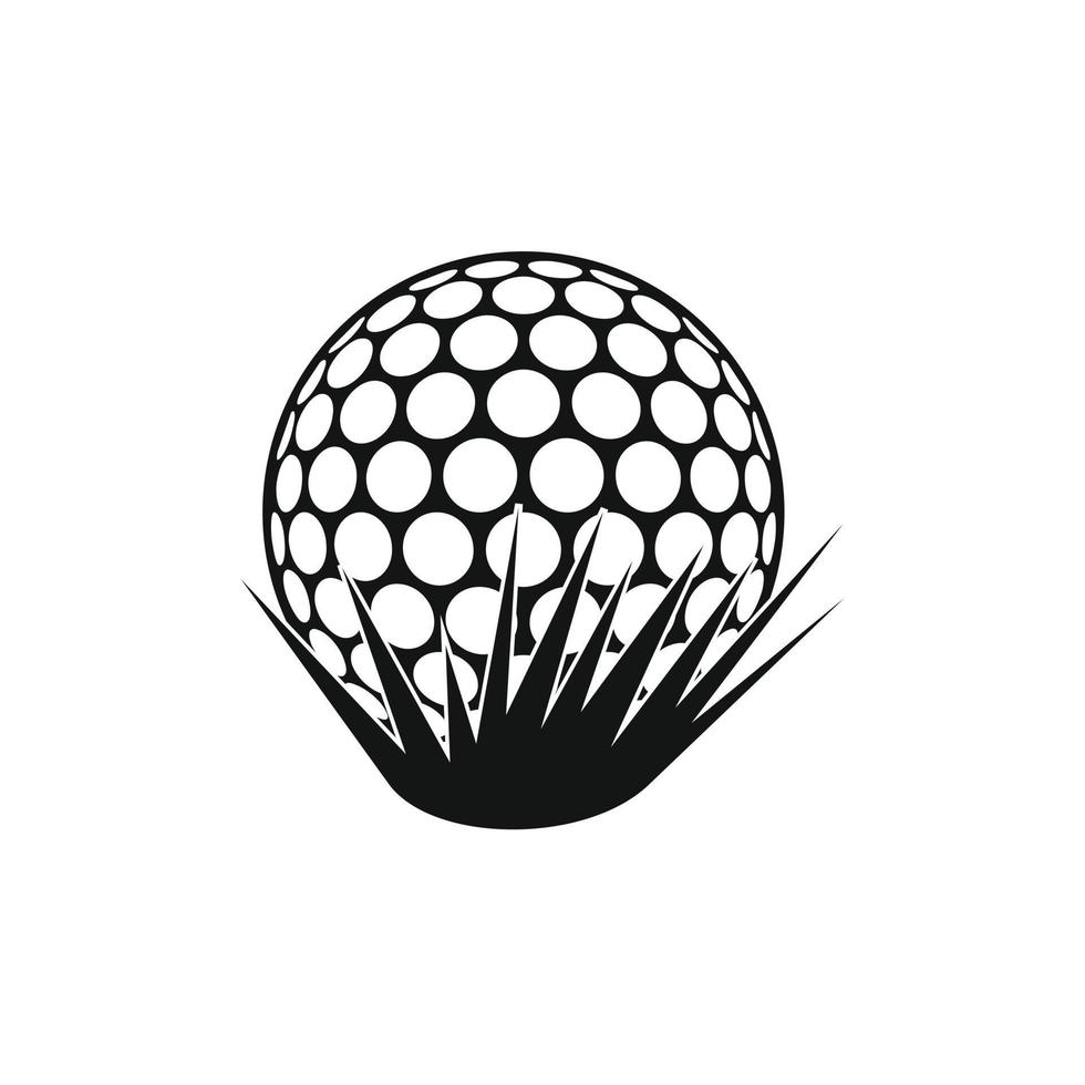 pelota de golf, en, hierba, icono vector