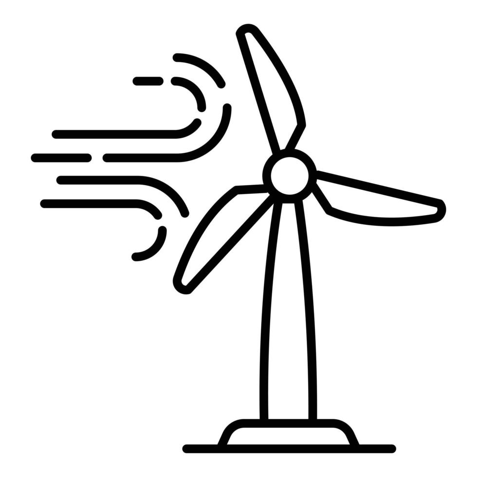 Eco wind turbine icon, outline style vector