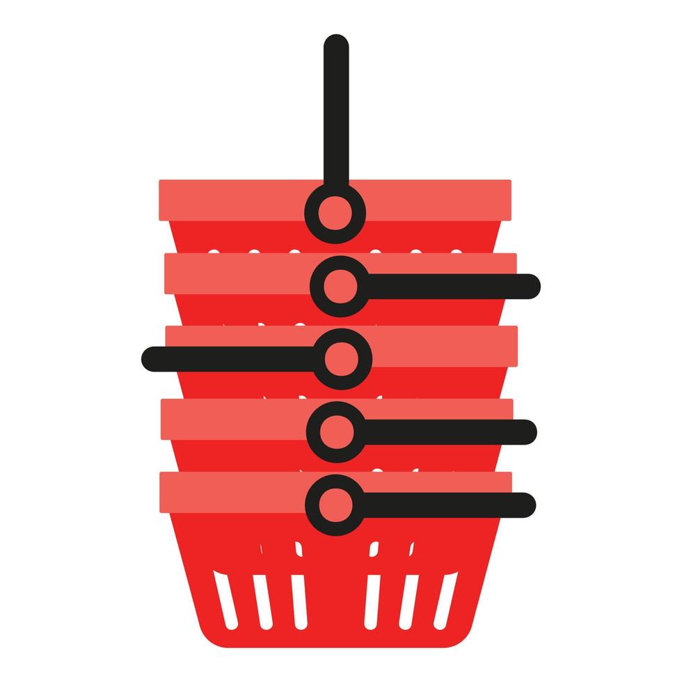 Stack plastic shop basket icon, flat style vector