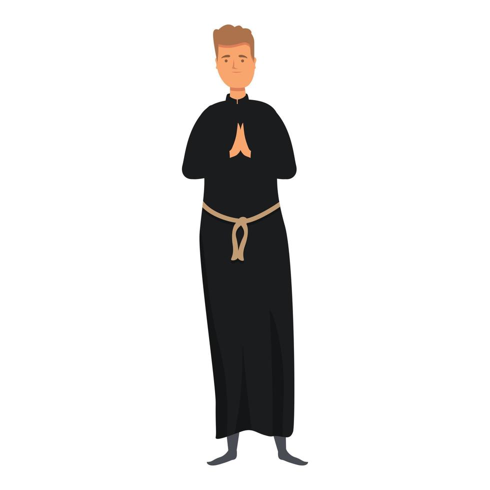 Black monk icon cartoon vector. Priest meditation vector