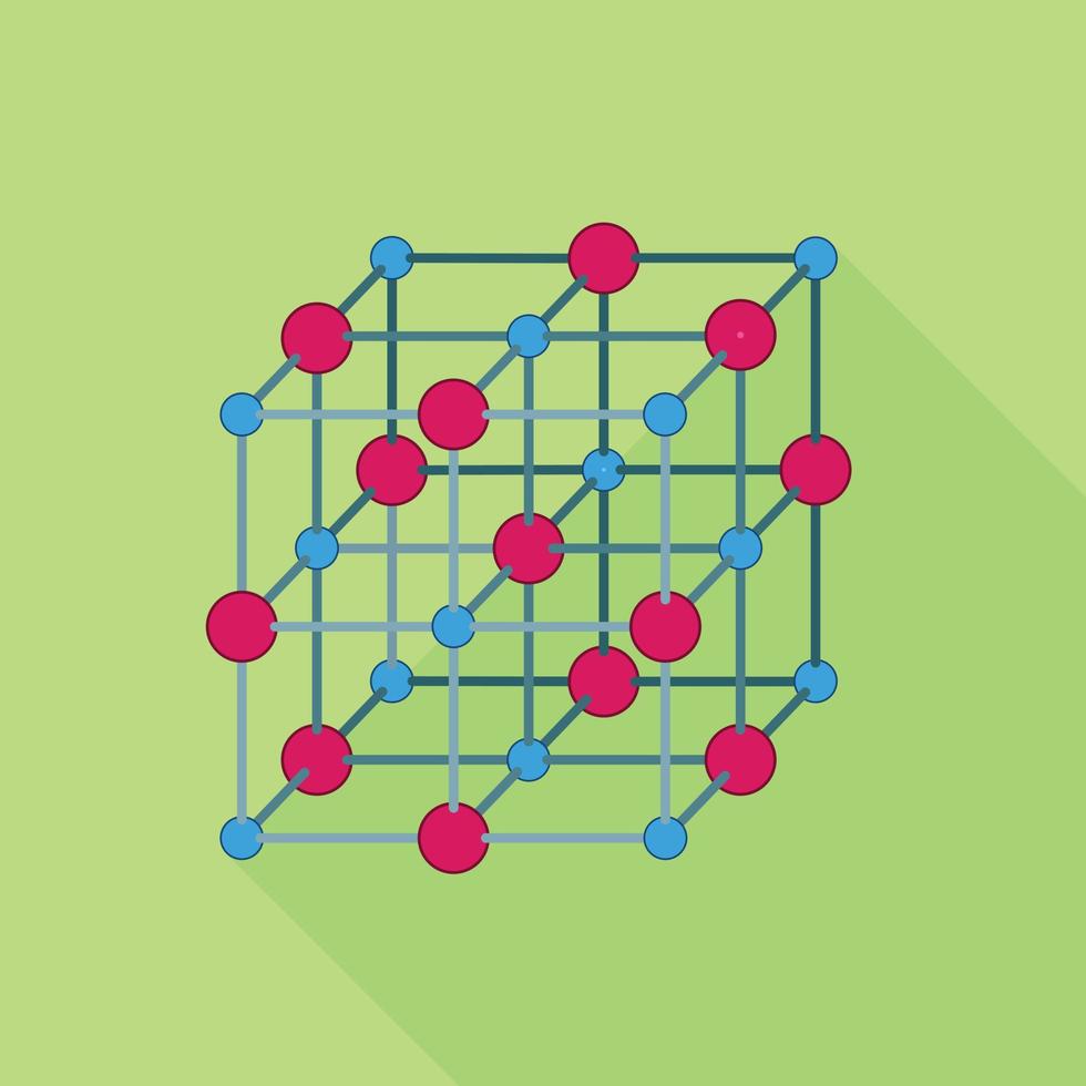 icono de cubo atómico, estilo plano vector