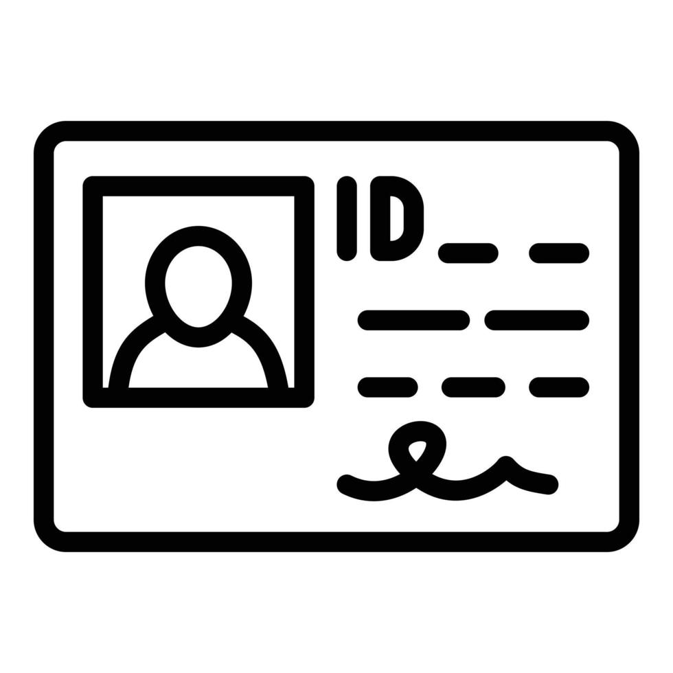 icono de identificación de licencia de conducir, estilo de esquema vector