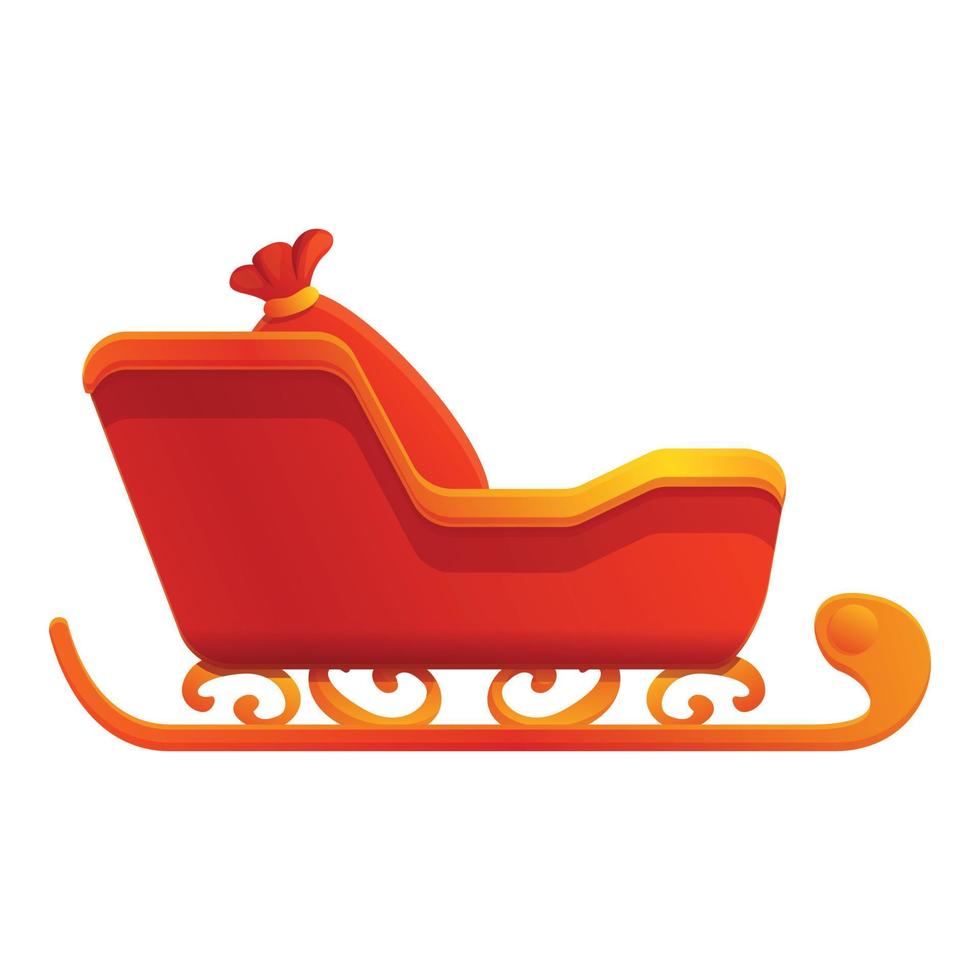 Santa bag sleigh icon, cartoon style vector