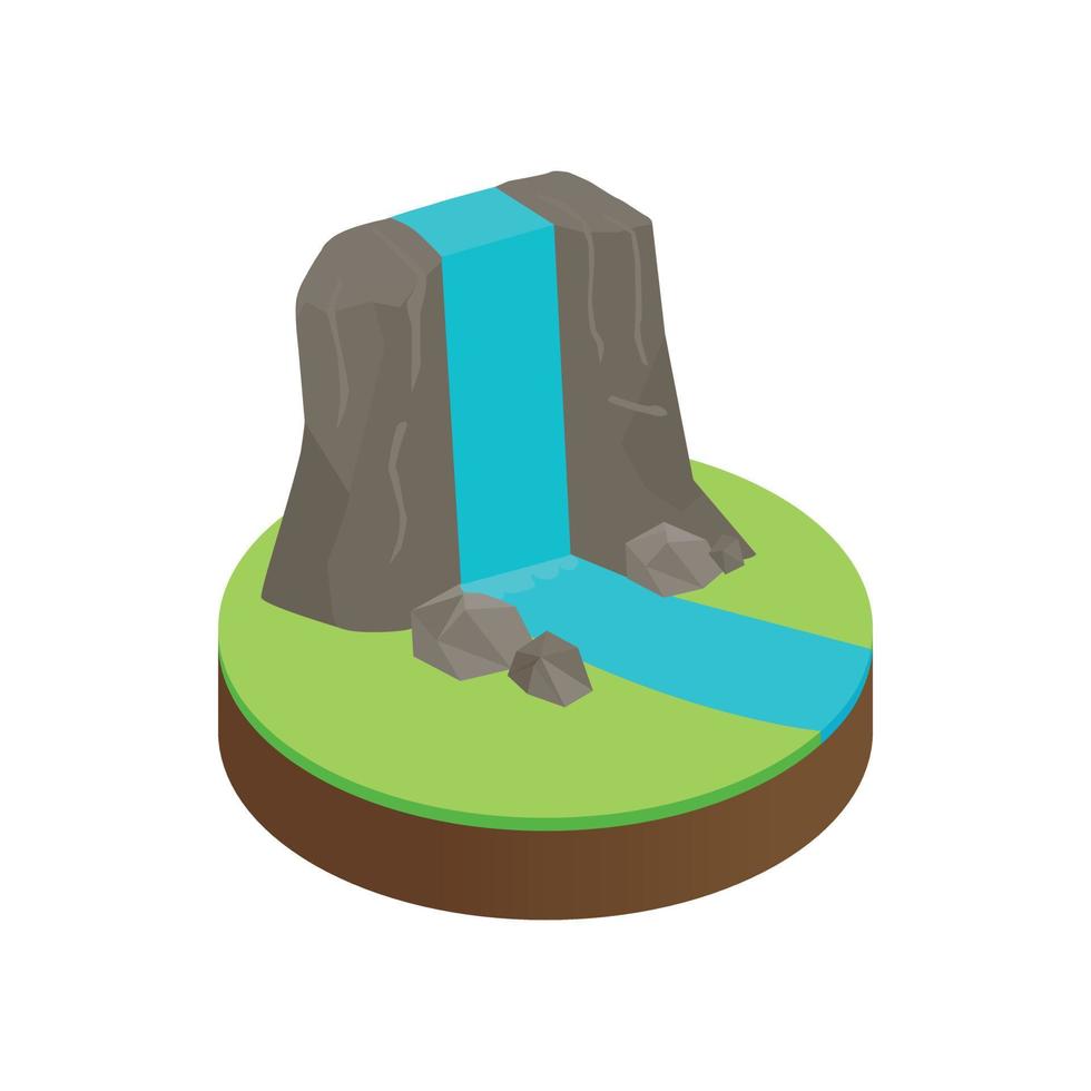 Mountain falls isometric 3d icon vector