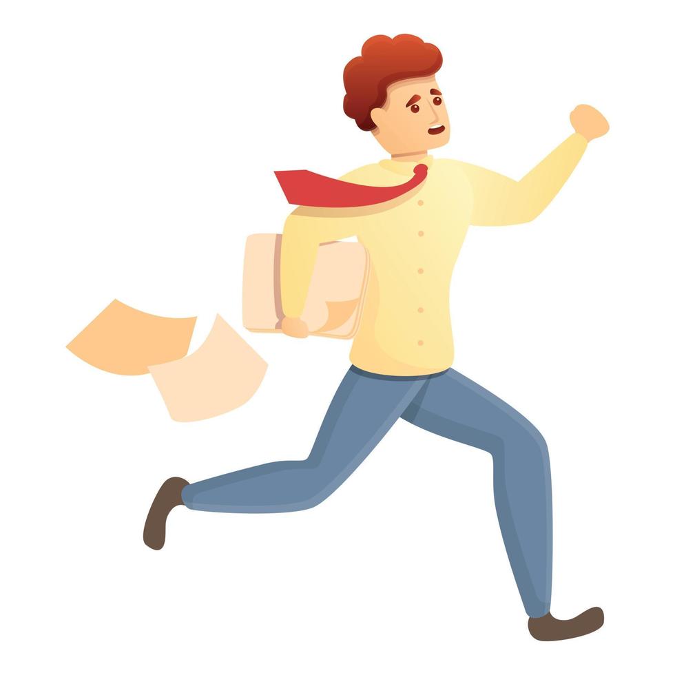 Running worker icon, cartoon style vector