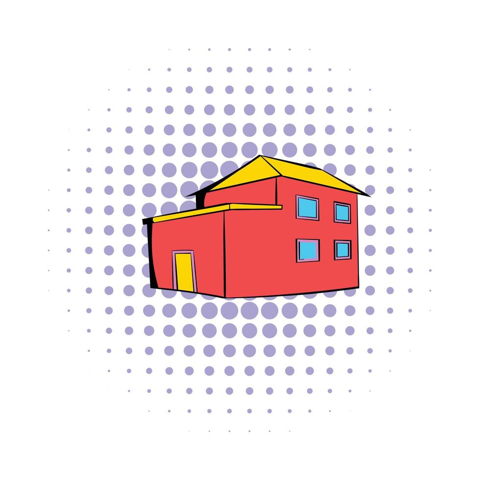 Red house icon, comics style vector