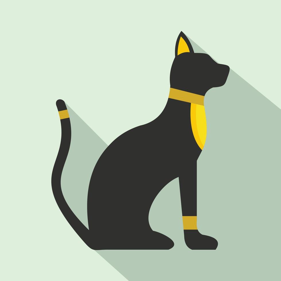 icono de gato egipcio negro, estilo plano vector