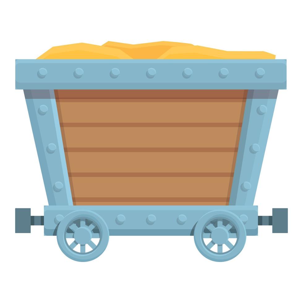 Gold treasure cart icon cartoon vector. Coin truck vector