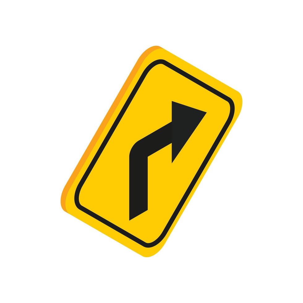 Turn right traffic sign icon, isometric 3d style vector