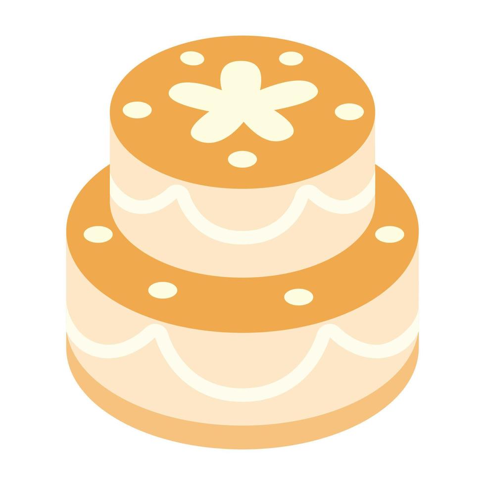 Birthday cake isometric 3d icon vector
