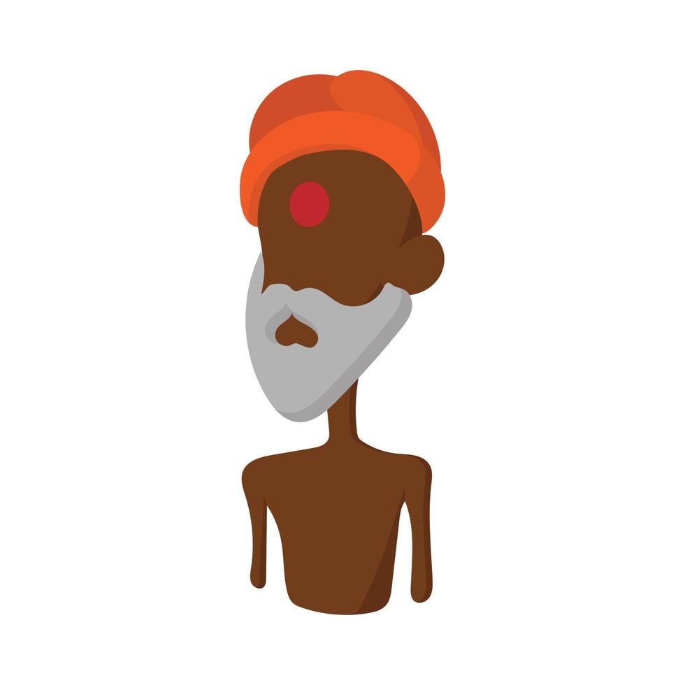 Old Indian in a turban saffron color icon vector