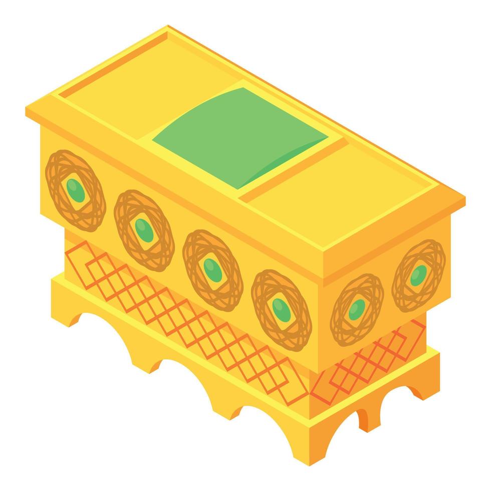 Gold chest icon, isometric style vector