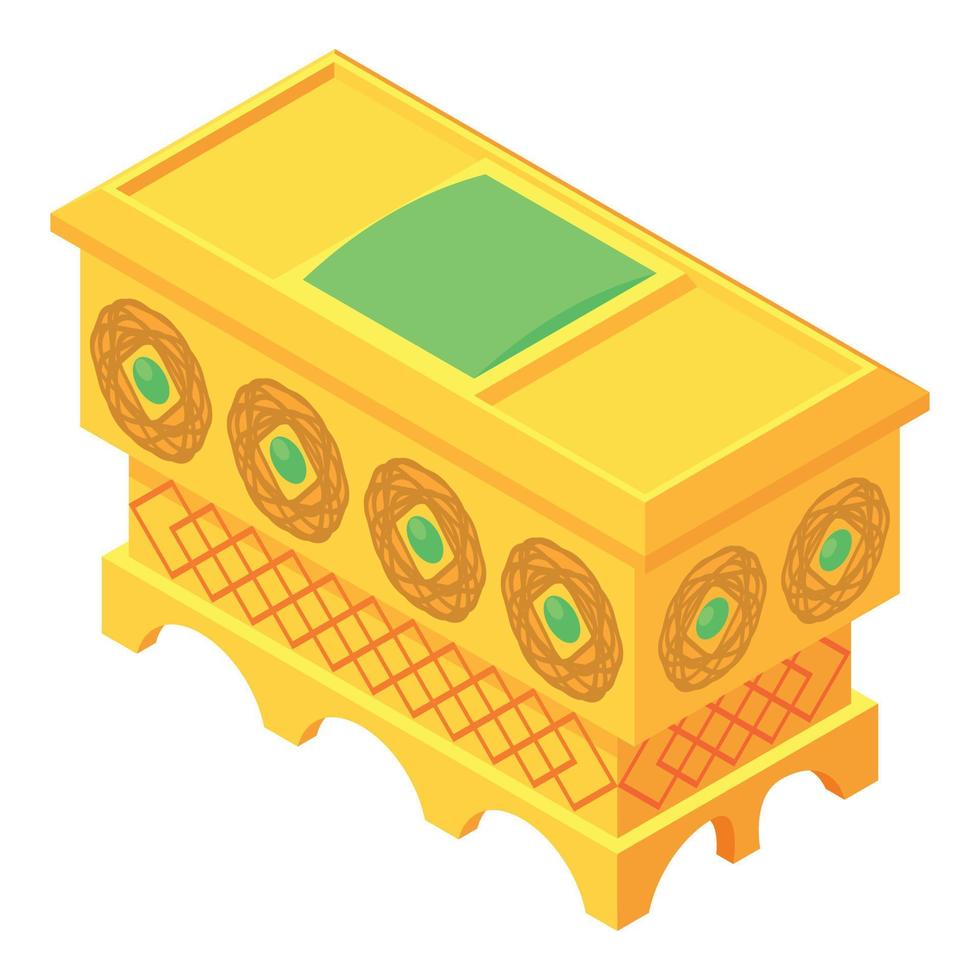 icono de cofre dorado, estilo isométrico vector