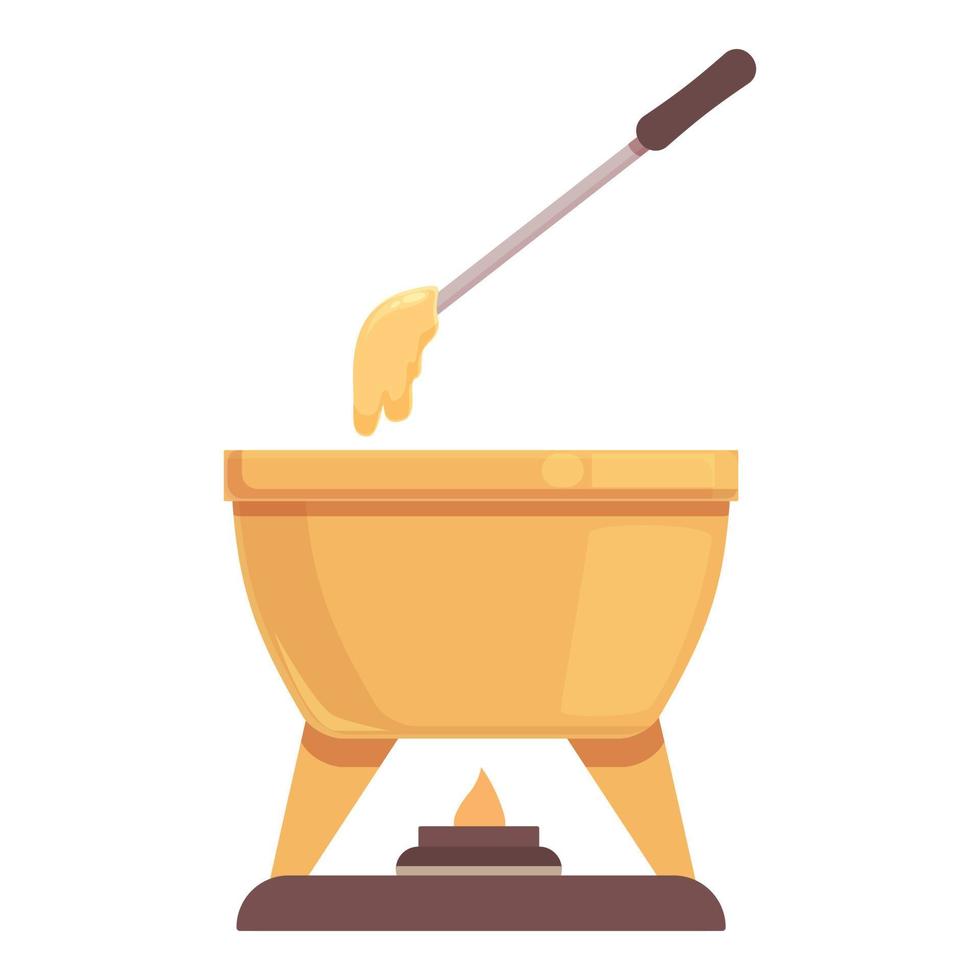 Melt fondue icon cartoon vector. Cheese food vector