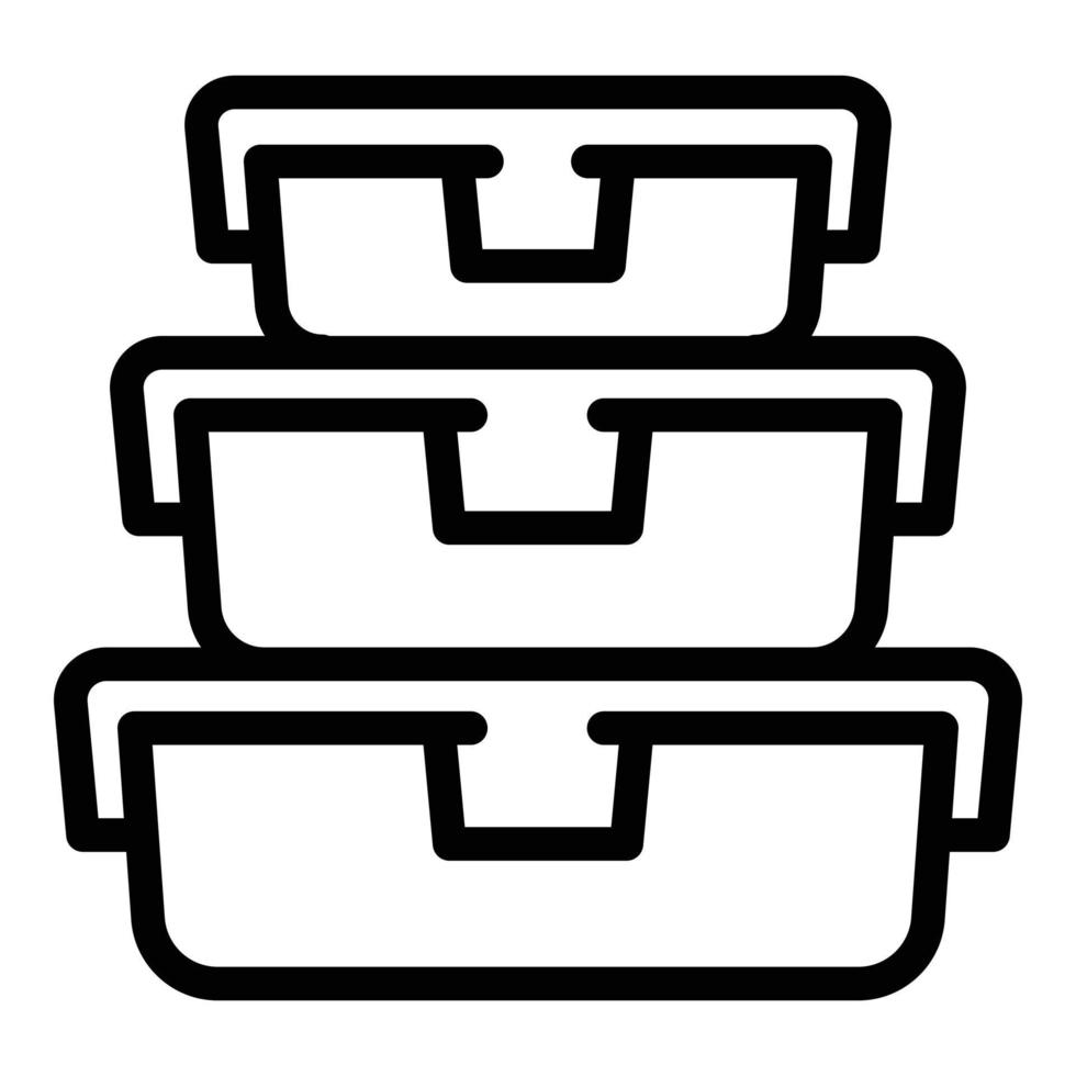 Stack of lunchbox icon, outline style vector