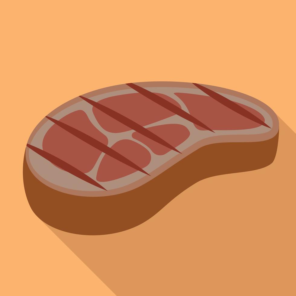 icono de bistec a la barbacoa, estilo plano vector