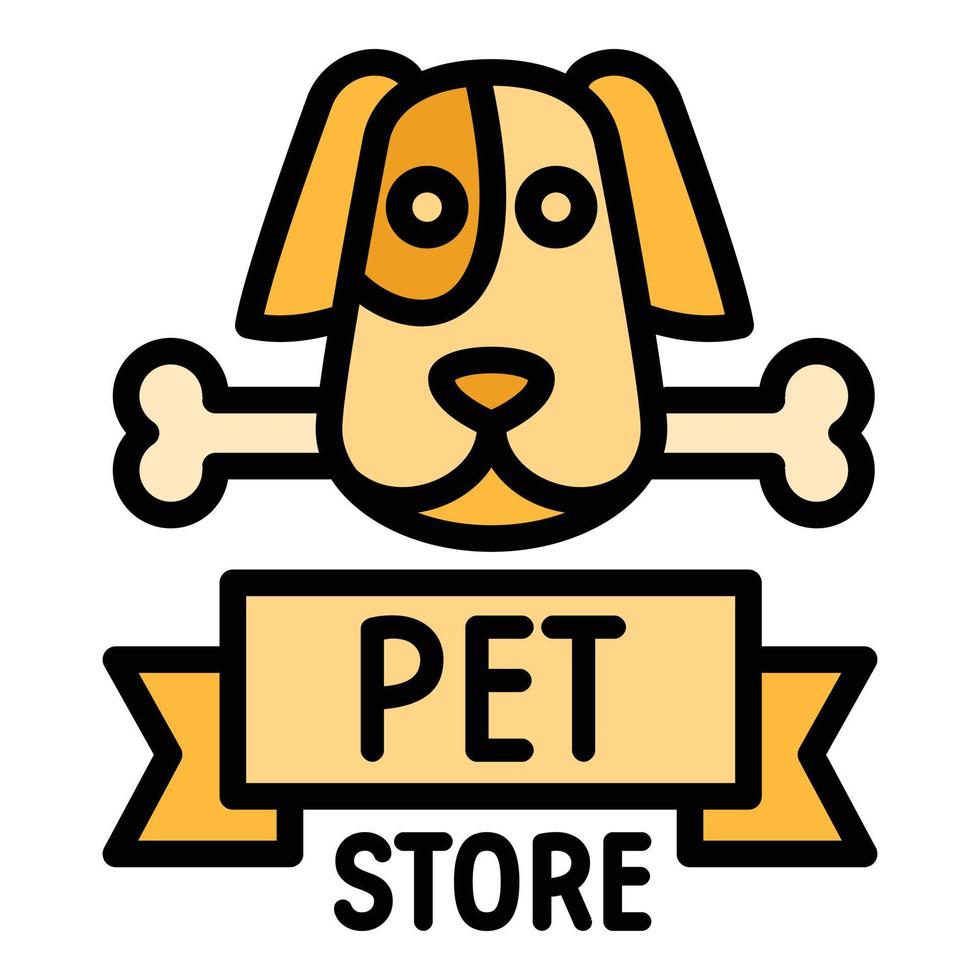 Dog pet store logo, outline style vector