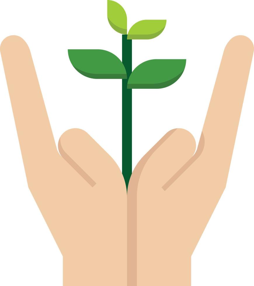 care ecology plant forest hand - flat icon vector