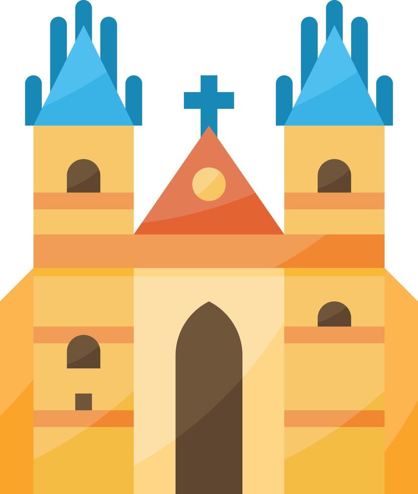 prague europe landmark church building - flat icon vector