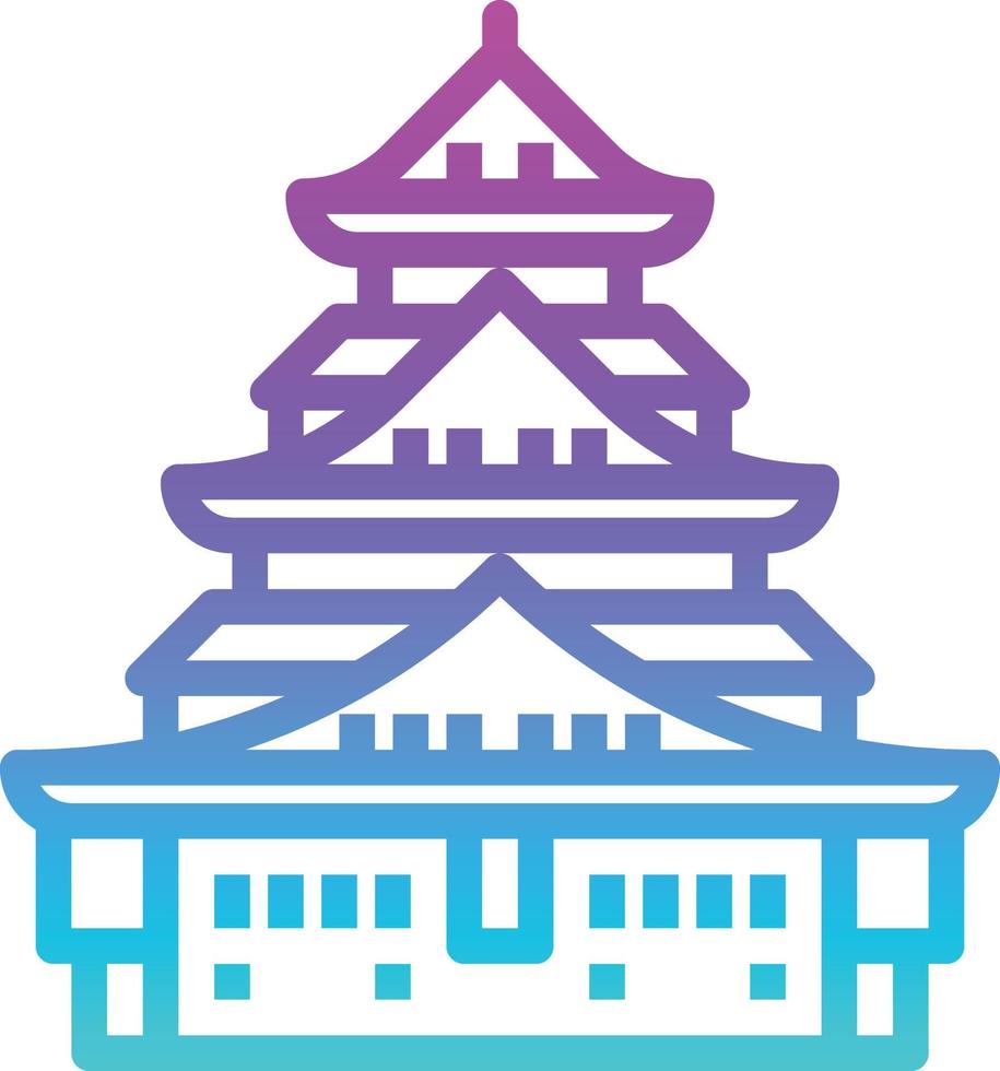 castle osaka royal palace japan - gradient icon vector