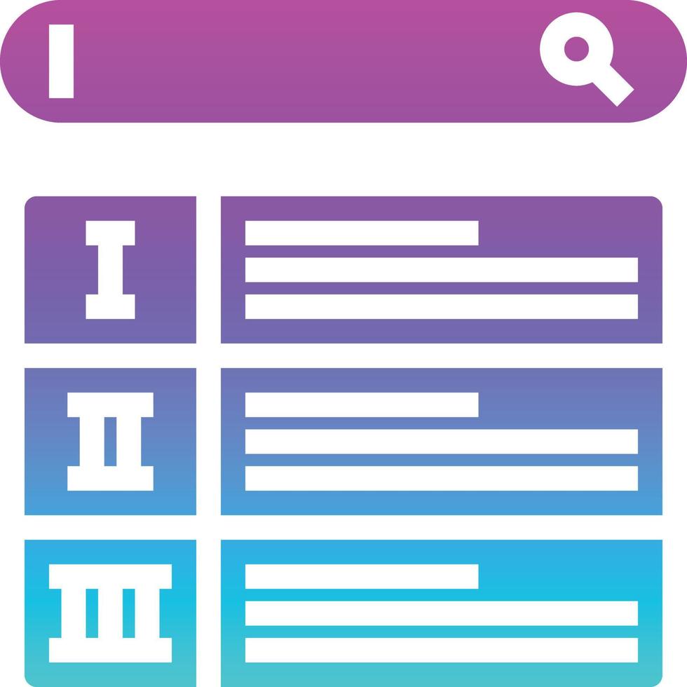 clasificación de la página de resultados de búsqueda seo - icono de gradiente sólido vector