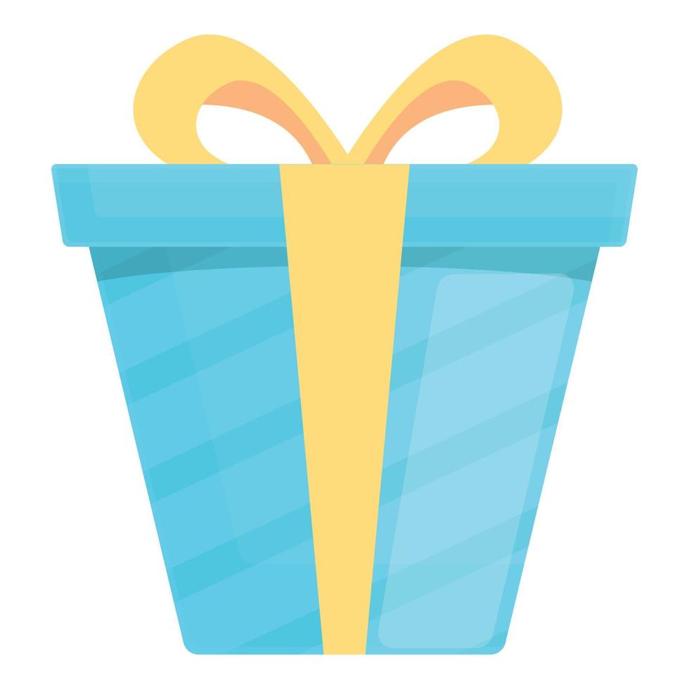 Blue gift box icon cartoon vector. Christmas present vector