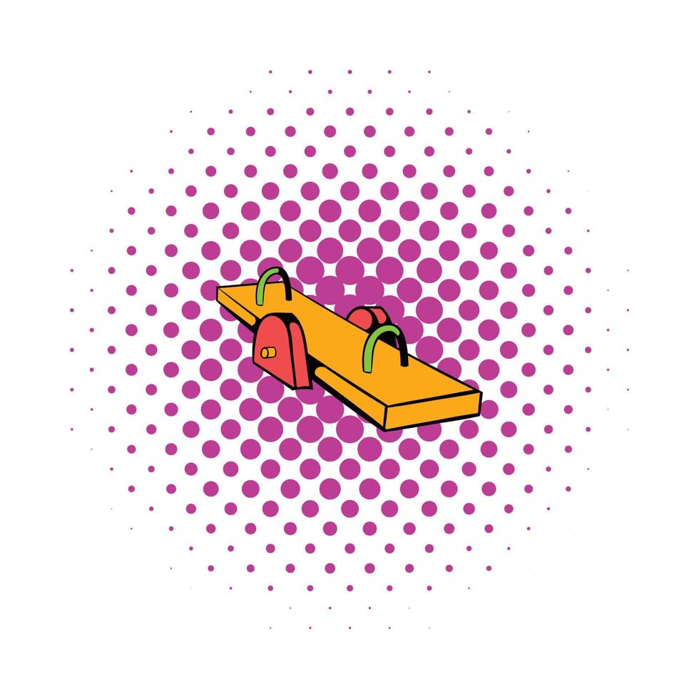 Yellow seesaw icon, comics style vector