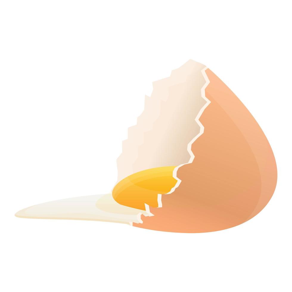 Eggshell yolk icon, cartoon style vector