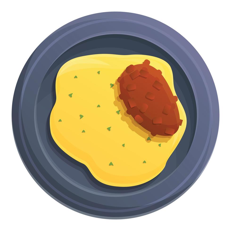 Food mashed potatoes icon, cartoon style vector