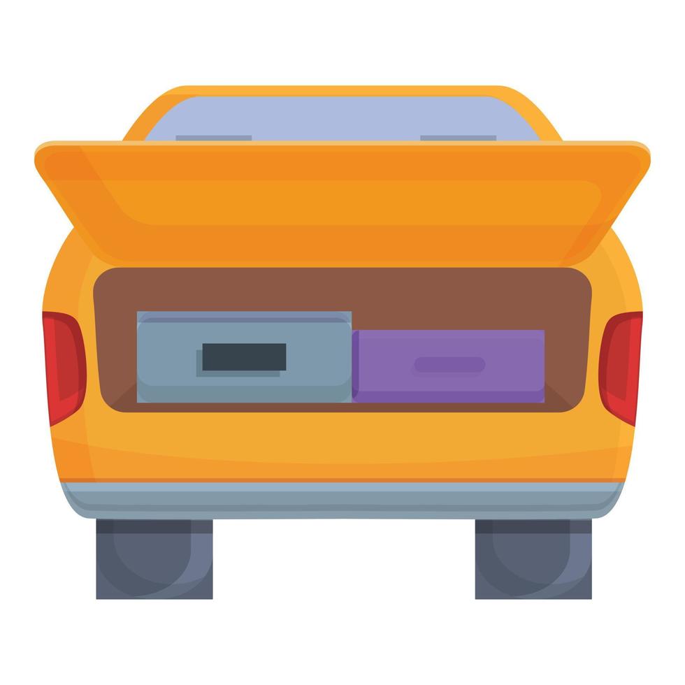 Bolsas de viaje maletero coche icono, estilo de dibujos animados vector