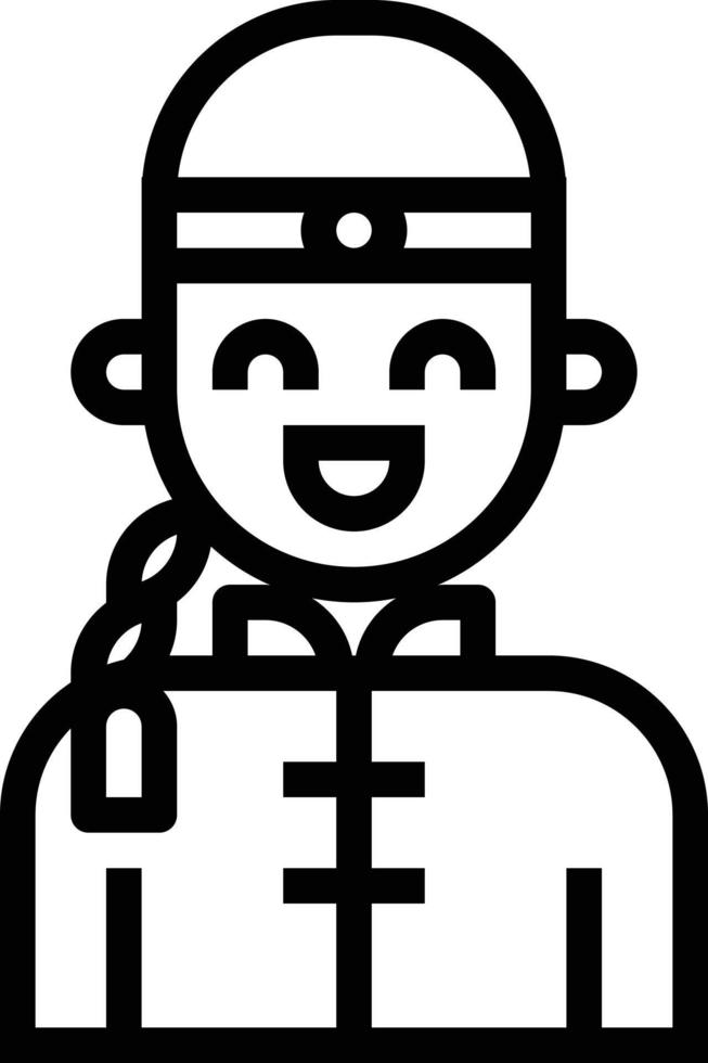 man chinese avatar smile ghost - outline icon vector