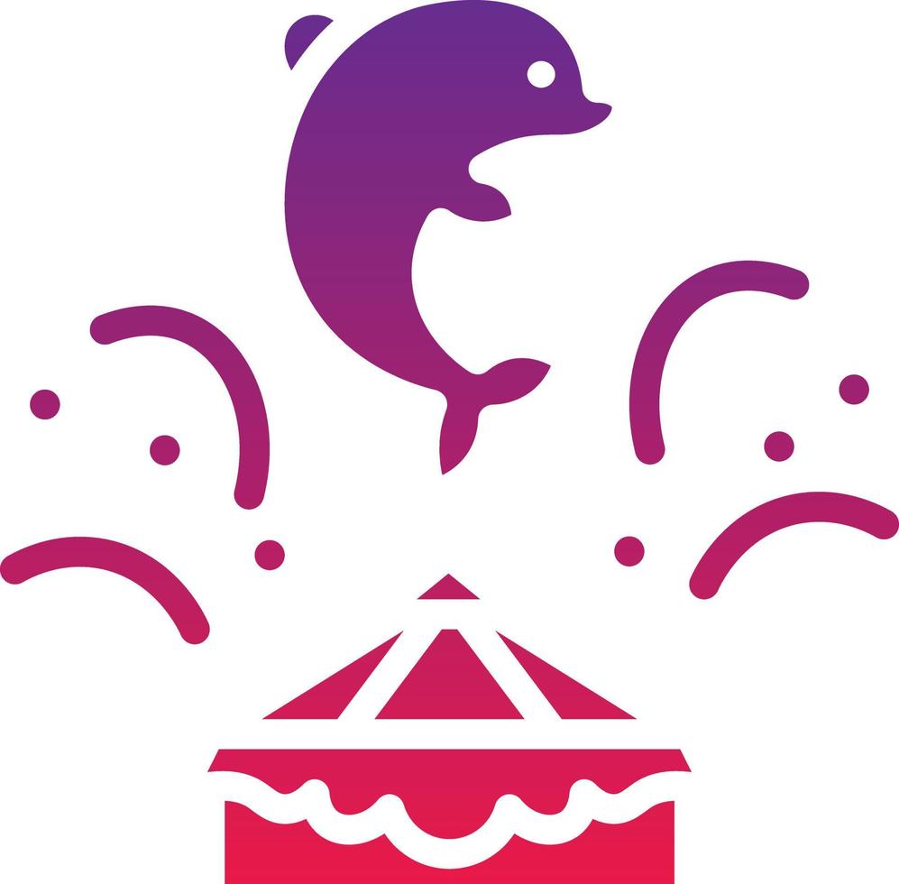 circus show dolphin splash entertainment - solid gradient icon vector