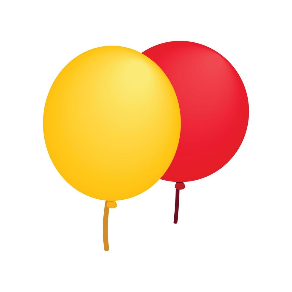 icono 3d isométrico de globos rojos amarillos vector
