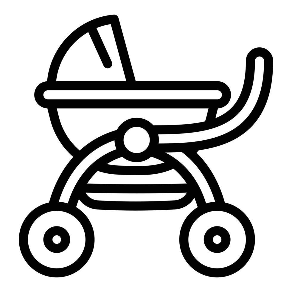 Girl baby pram icon, outline style vector