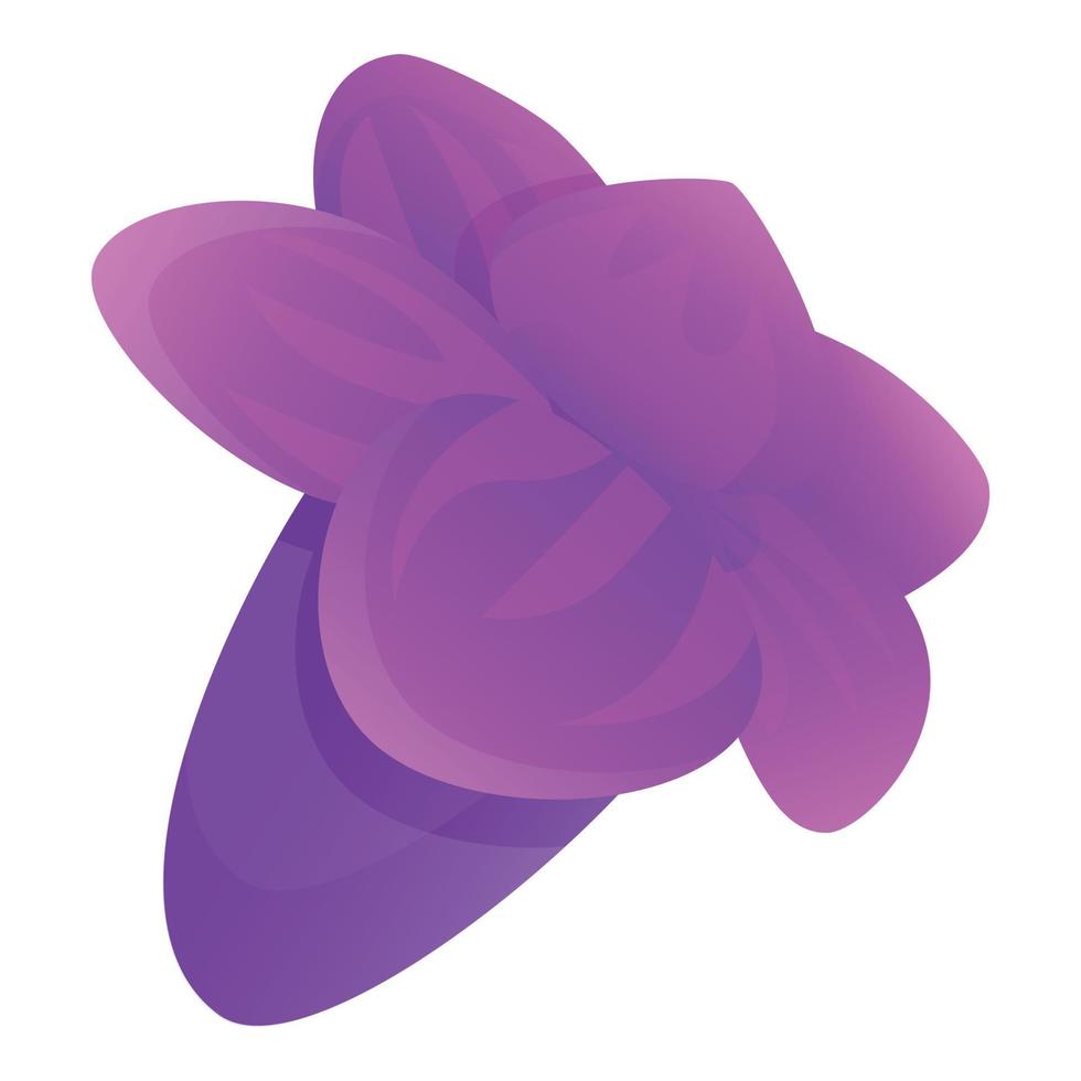 icono de flor lila violeta, estilo de dibujos animados vector