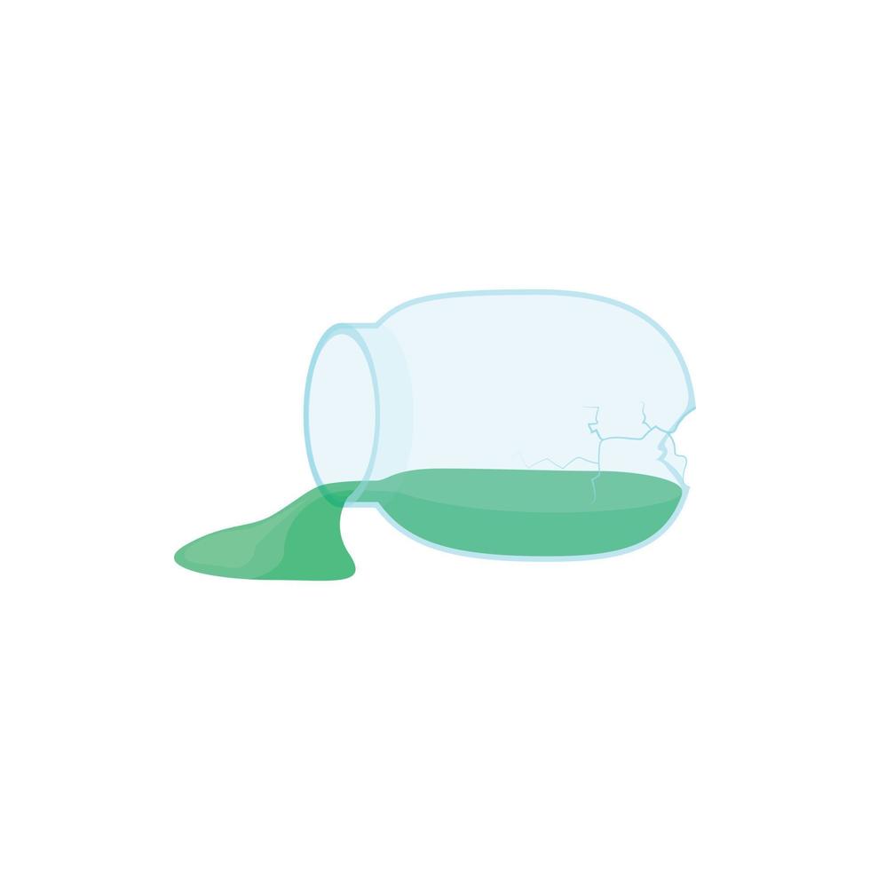 Broken glass jar icon, cartoon style vector