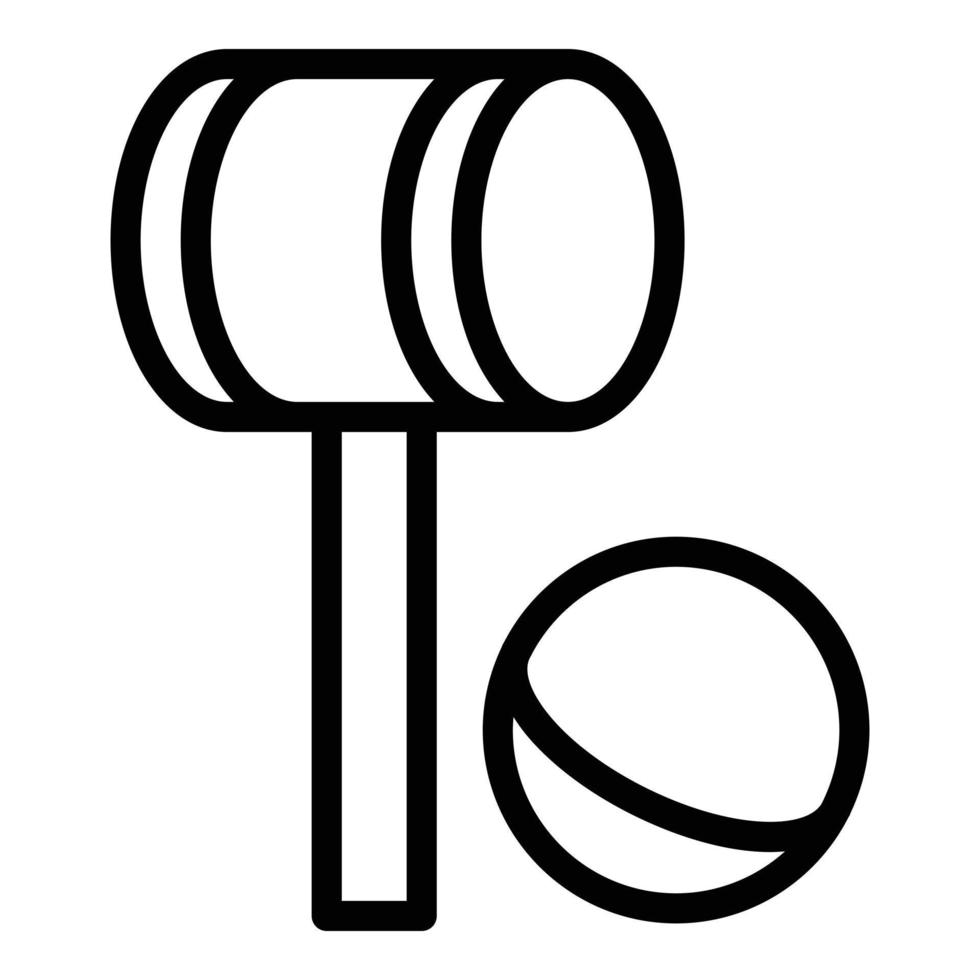 Croquet mallet ball icon, outline style vector