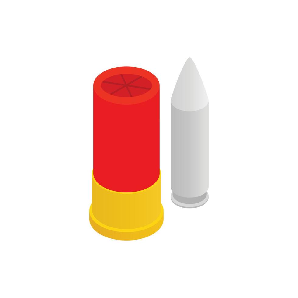 Shotgun shell and bullet isometric 3d icon vector