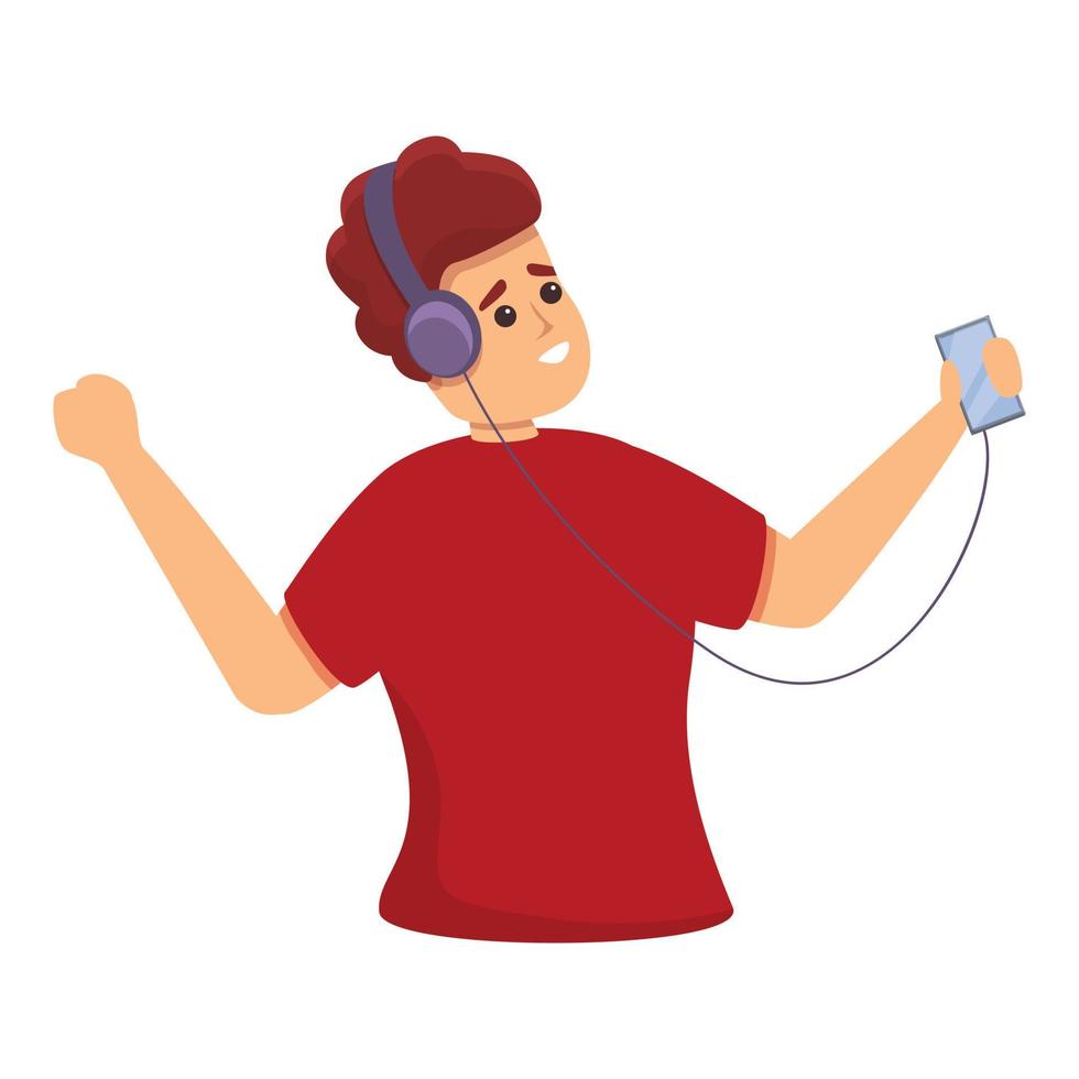 teléfono inteligente escuchar icono de música, estilo de dibujos animados vector