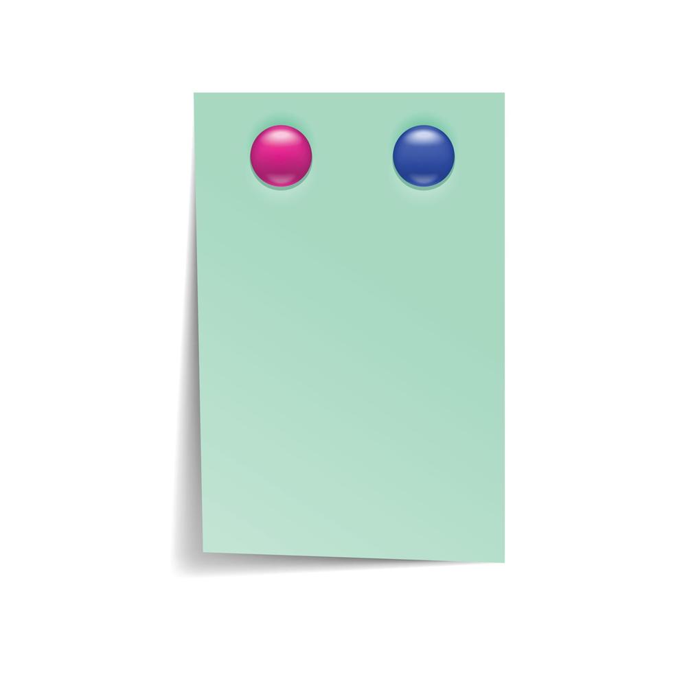 Note paper with magnets icon, realistic style vector