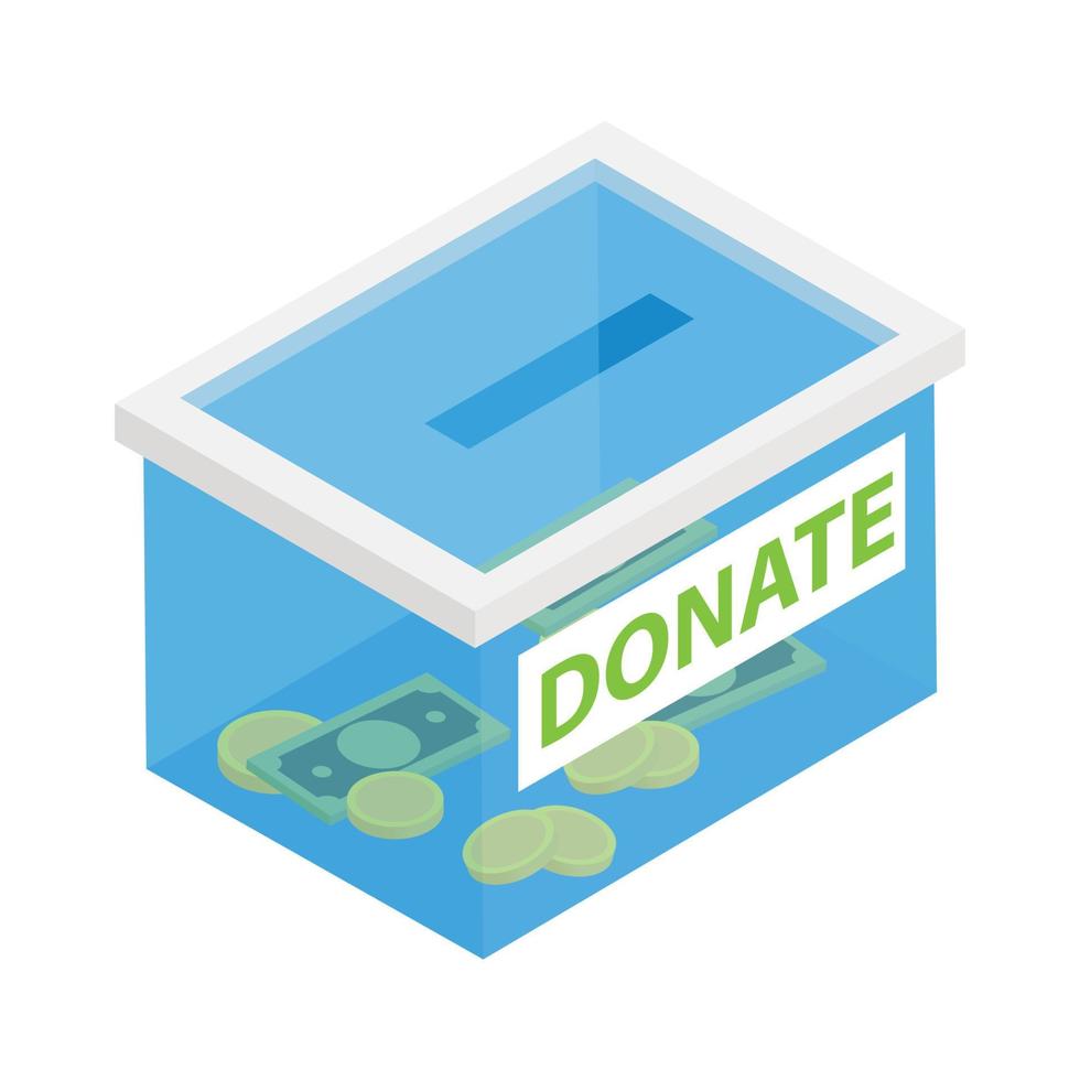 Box with donations isometric 3d icon vector