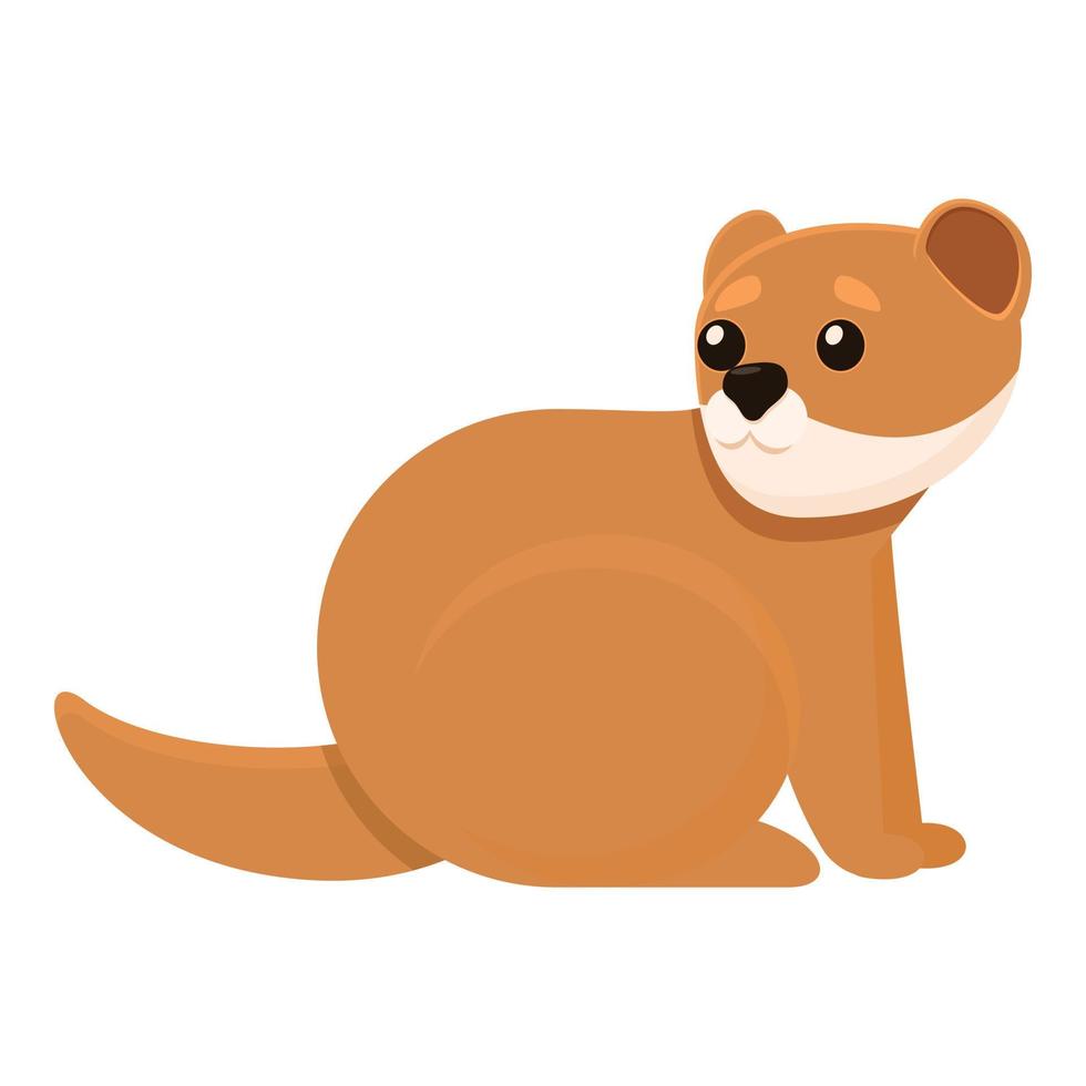 Scared mink icon, cartoon style vector