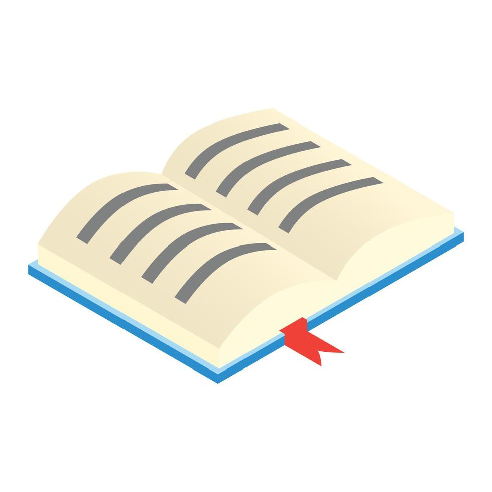 libro de texto abierto icono 3d isométrico vector