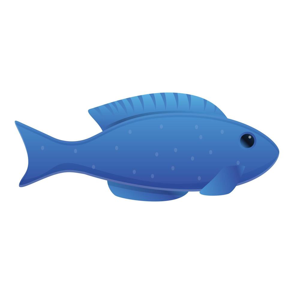 Blue exotic fish icon, cartoon style vector