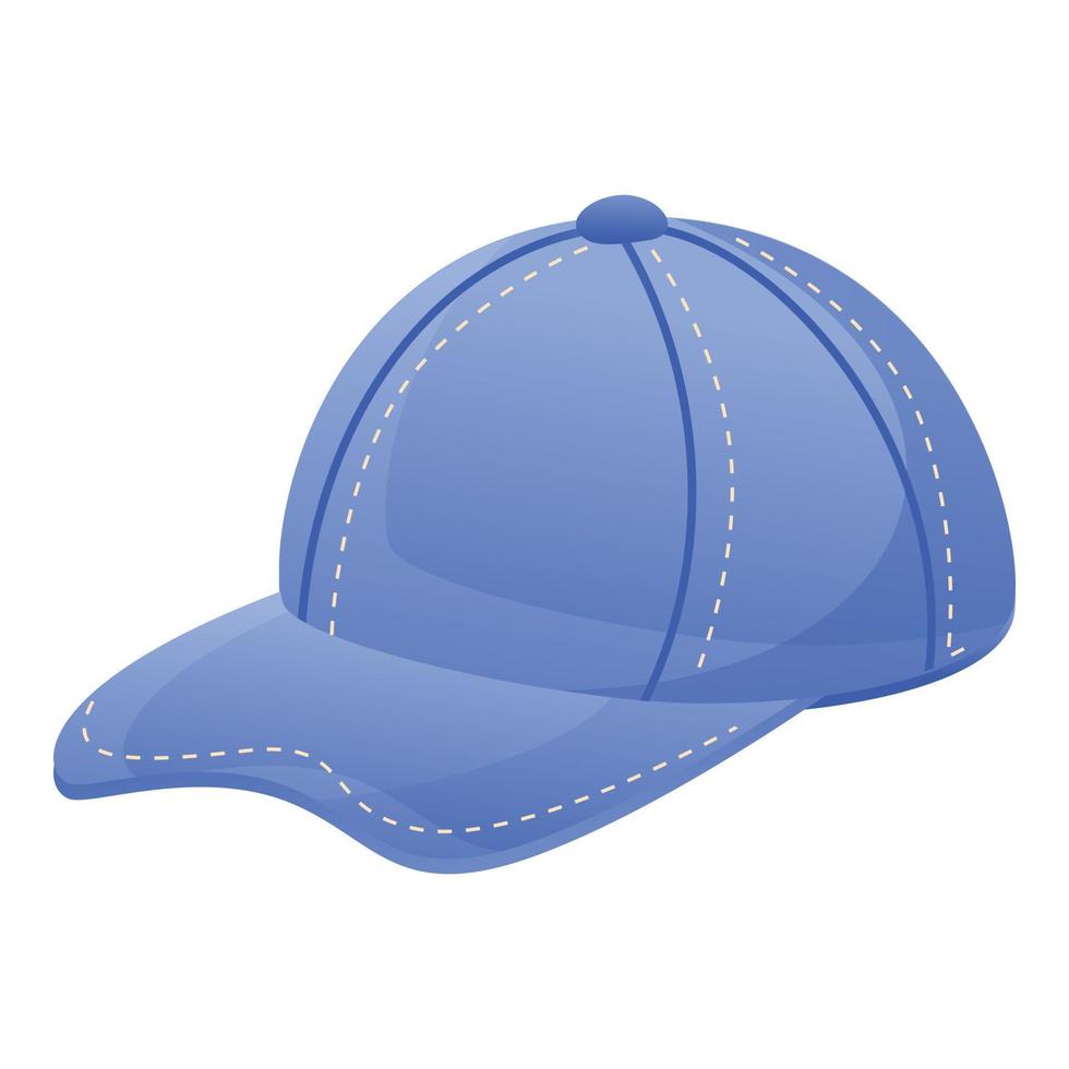 icono de gorra de béisbol de jeans, estilo de dibujos animados vector